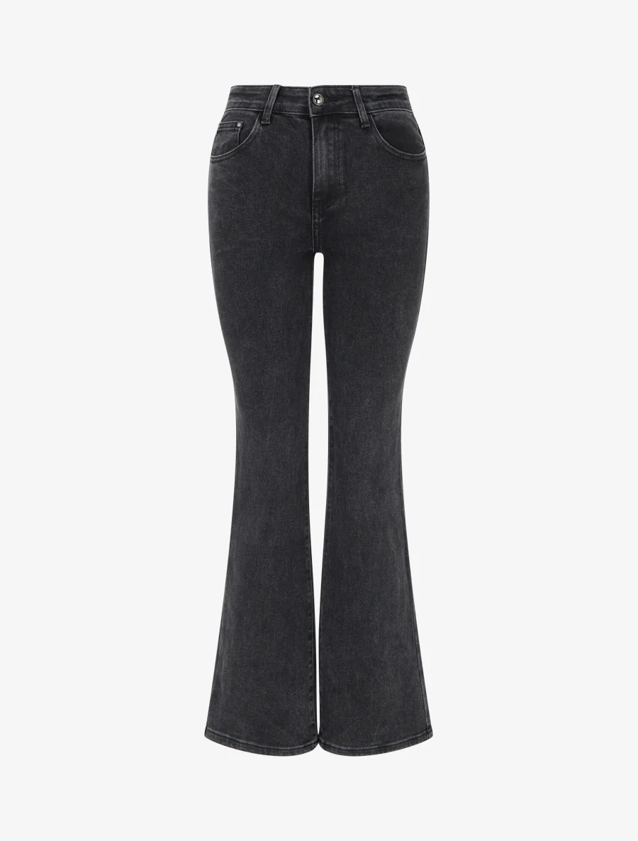 Flared jeans in gewassen look - Zwart