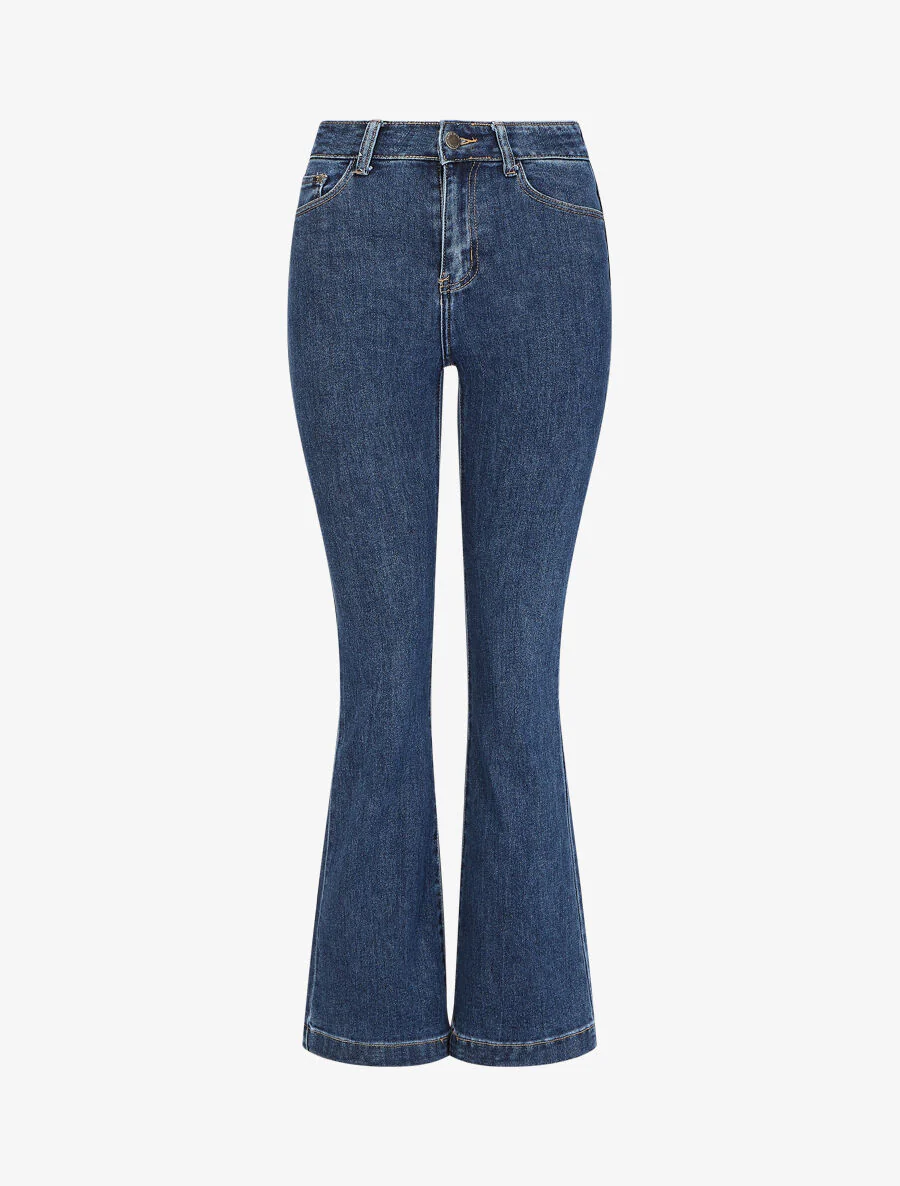 Flared jeans met hoge taille - Onbewerkt blauw - Image 4