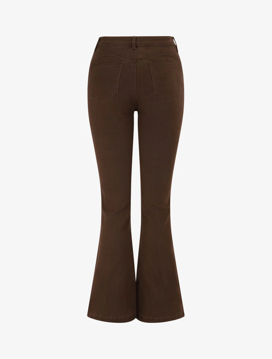 Flared jeans met hoge taille - bruin - Image 2