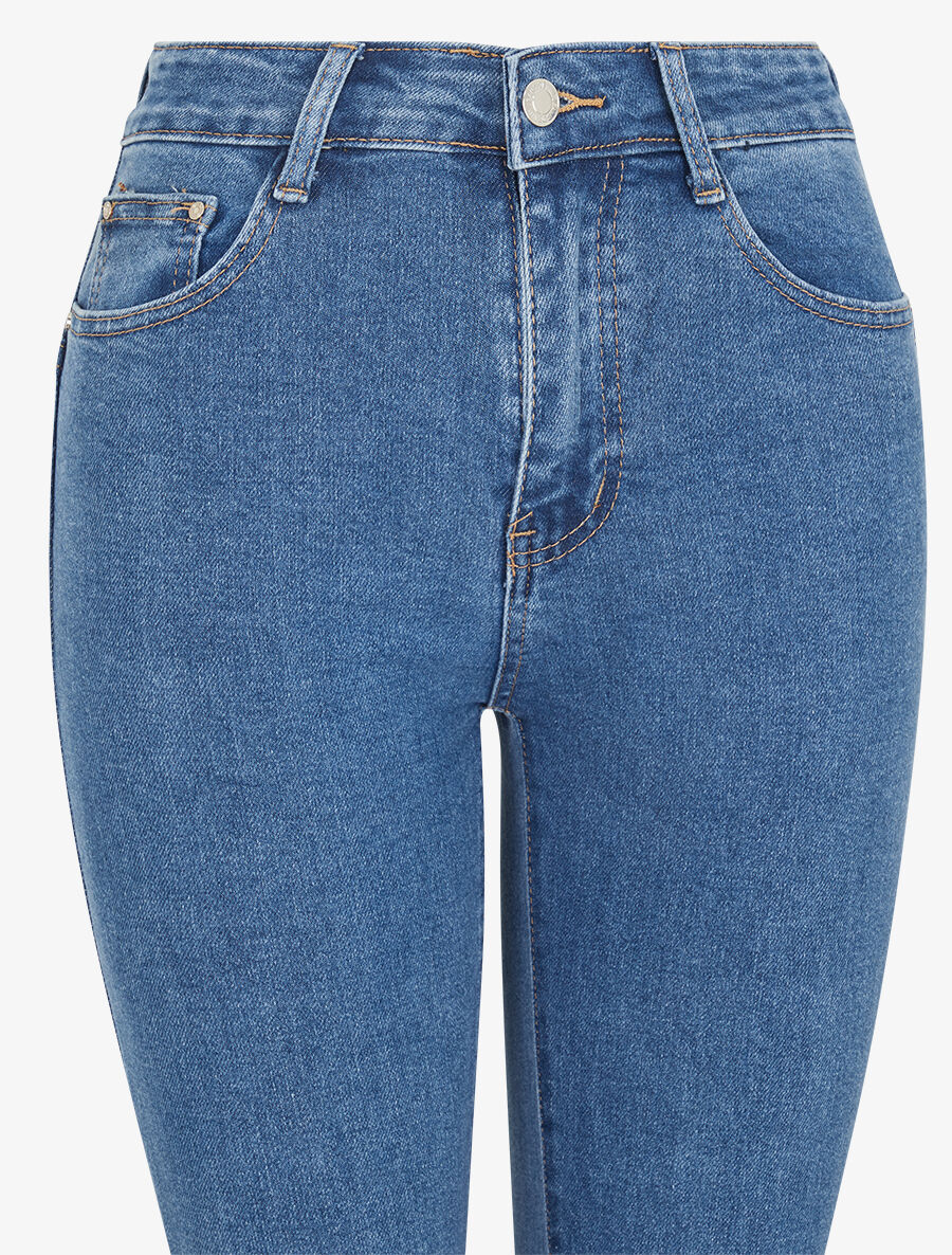 Flared jeans met hoge taille - Denimblauw - Image 3