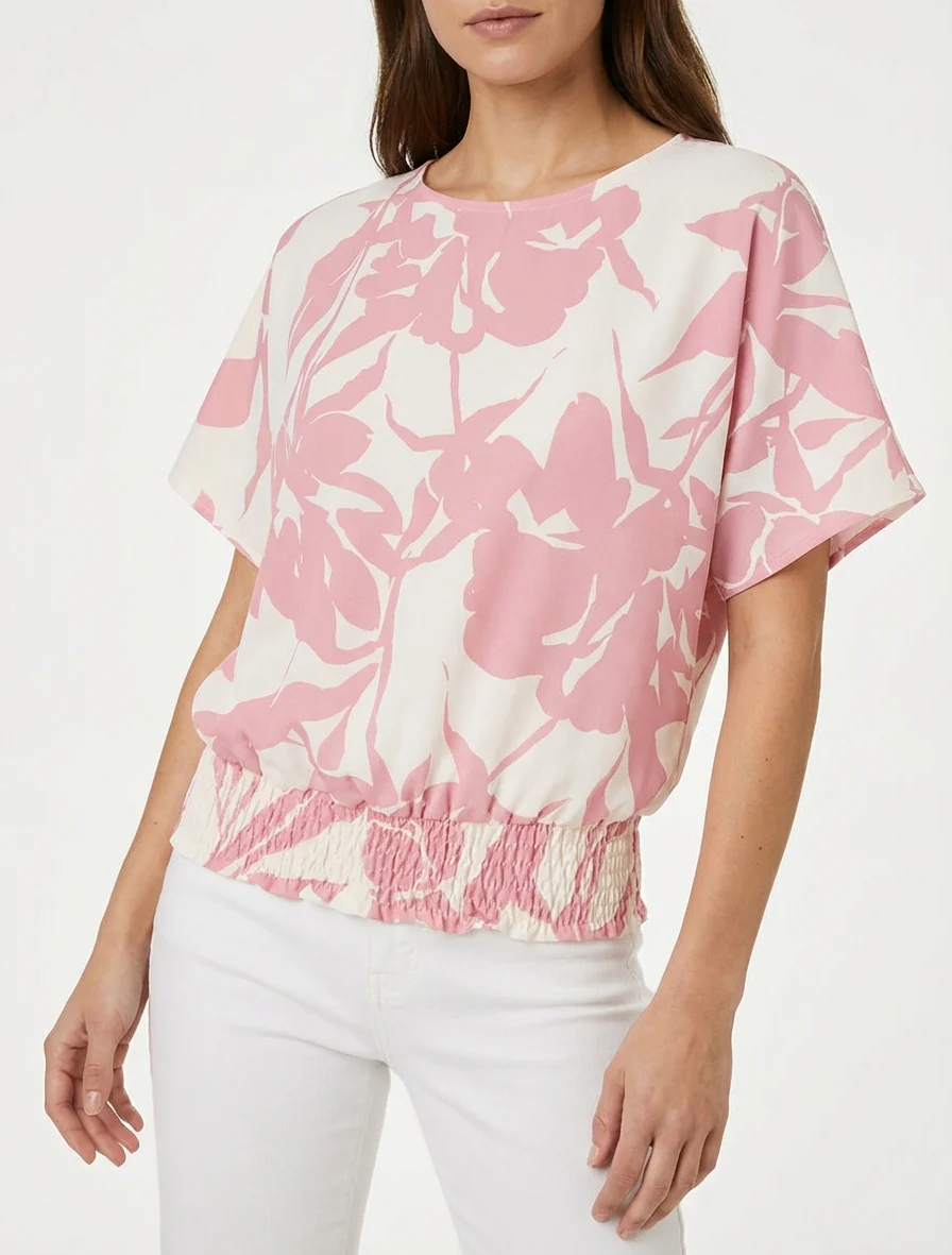 Floral bedrukt bolvormig topje - Roos - Image 4
