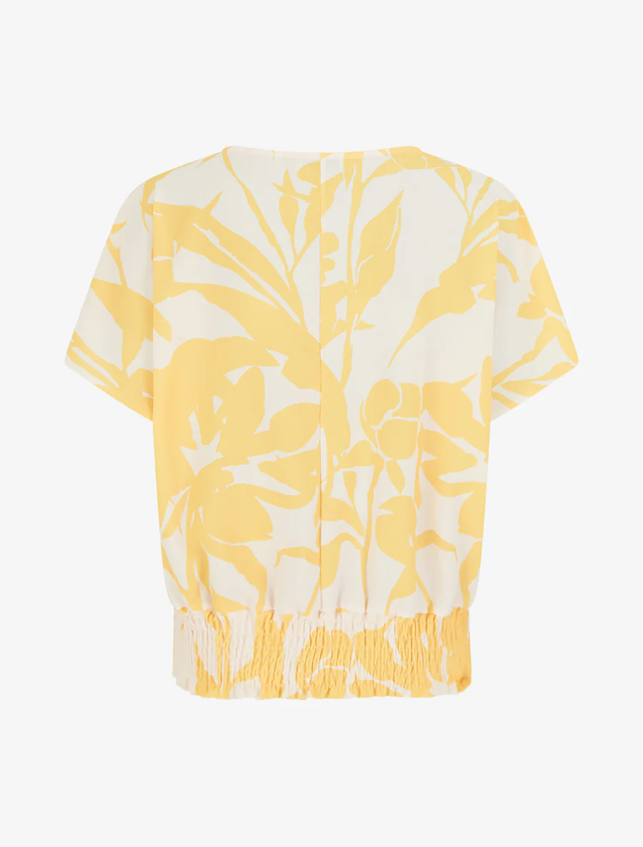 Floral bedrukt bolvormig topje - Geel - Image 2