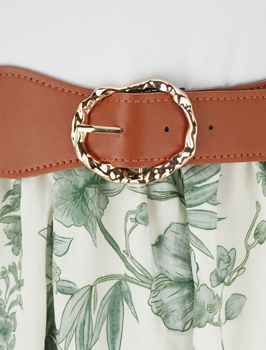 Floral bedrukte jurk met zakken - Groen - Image 3