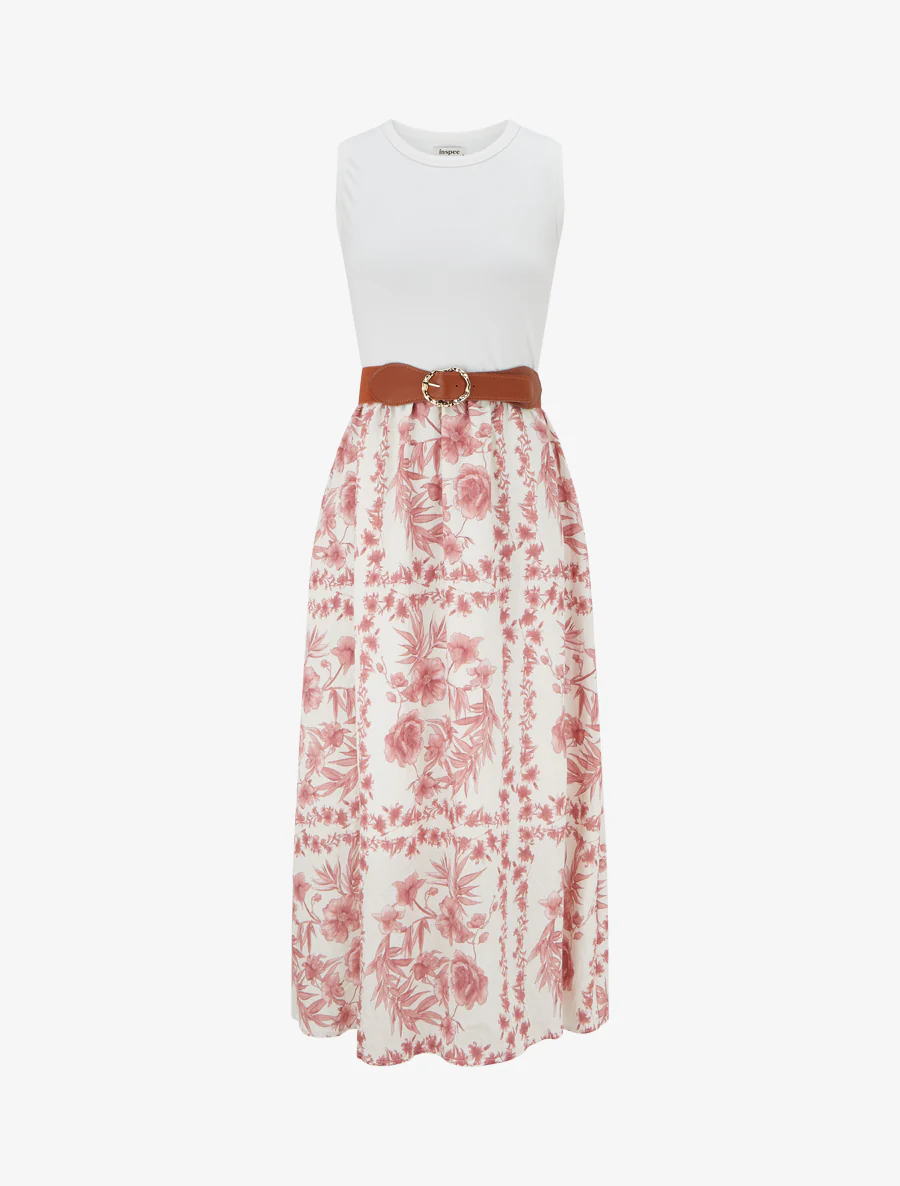 Floral bedrukte jurk met zakken - Oudroze
