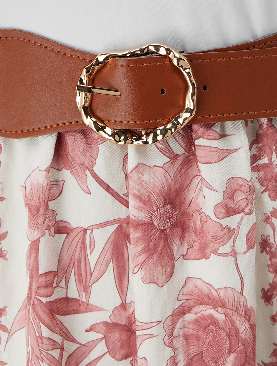 Floral bedrukte jurk met zakken - Oudroze - Image 3
