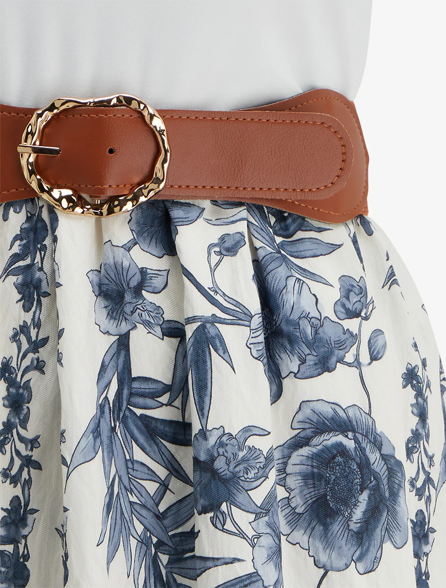 Floral bedrukte jurk met zakken - Blauw - Image 3