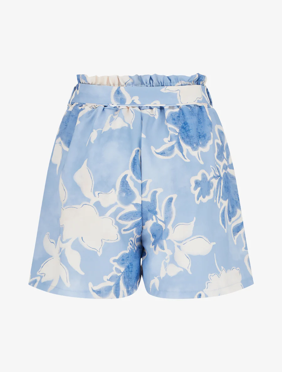 Fluïde short met bloemenprint - Lichtblauw - Image 2