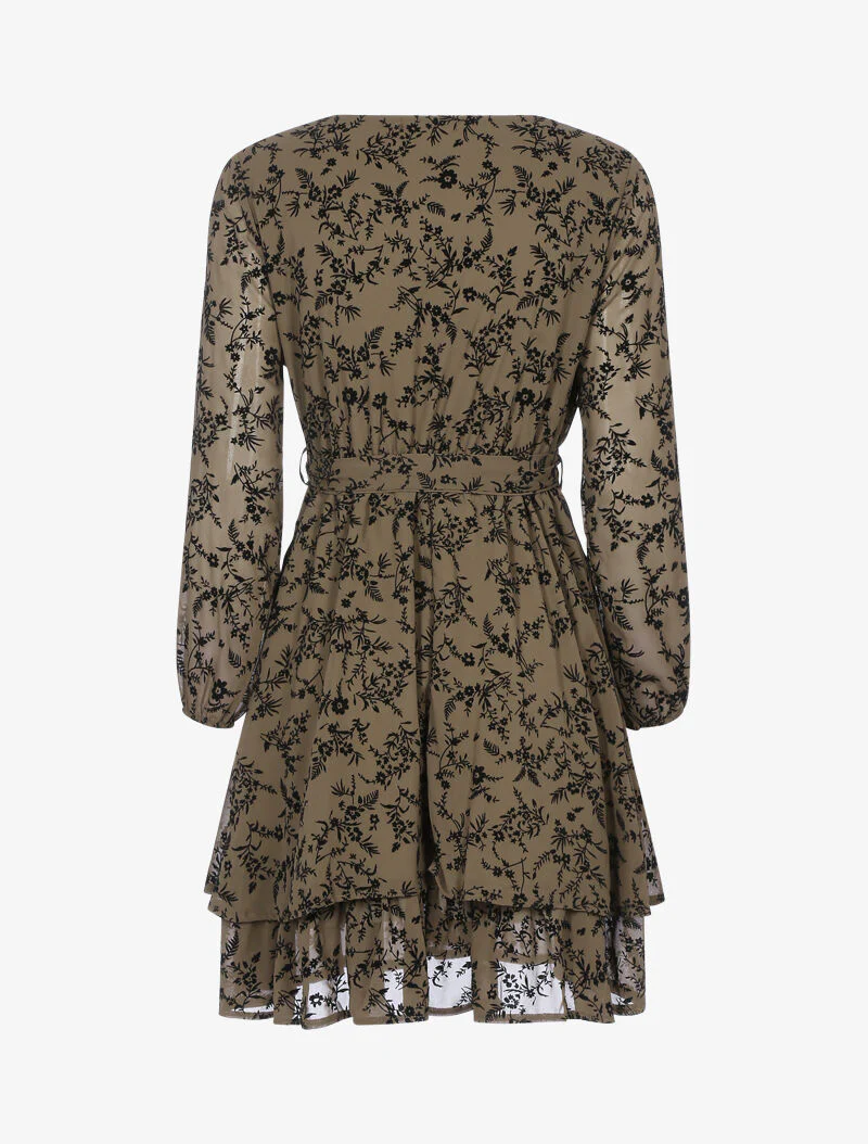 Fluwelen bloemen skaterjurk - donker taupe - taupe - Image 2
