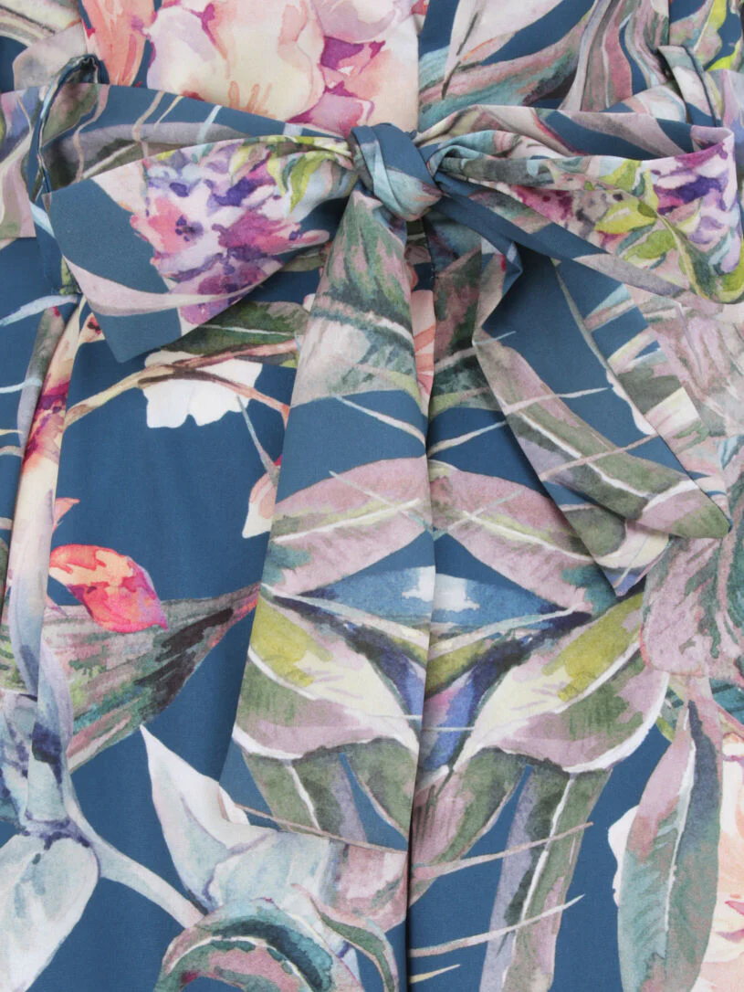 Fluwelen rok met bladerenprint - Blauw - Image 3