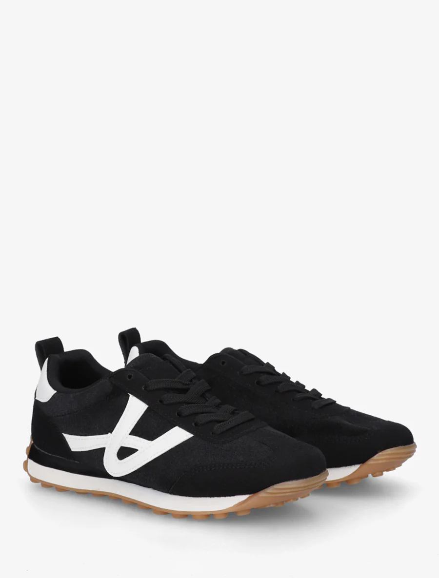 Fluwelen sneakers met contrasterende details - Zwart - Image 4
