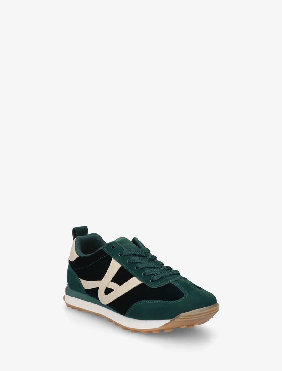 Fluwelen sneakers met contrasterende details - Dennengroen - Image 2