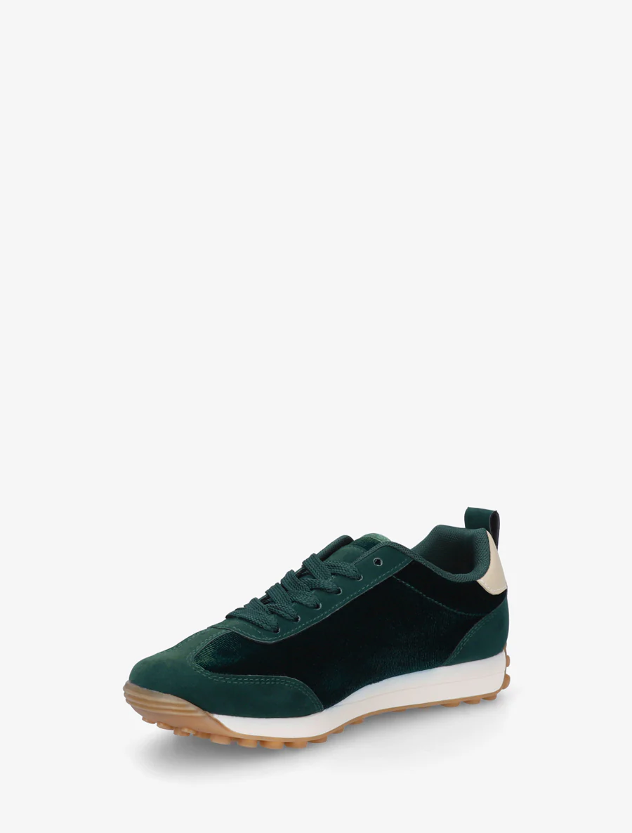 Fluwelen sneakers met contrasterende details - Dennengroen - Image 3