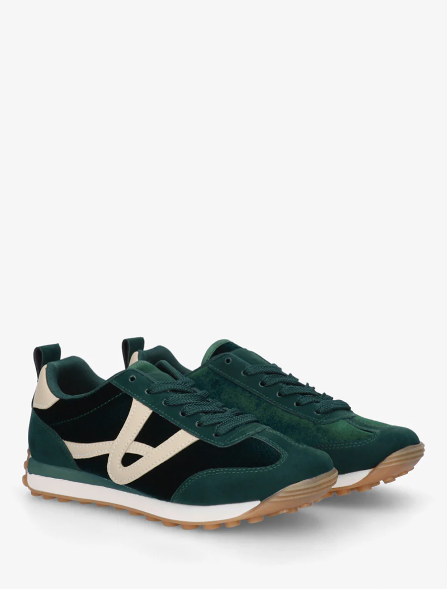 Fluwelen sneakers met contrasterende details - Dennengroen - Image 4