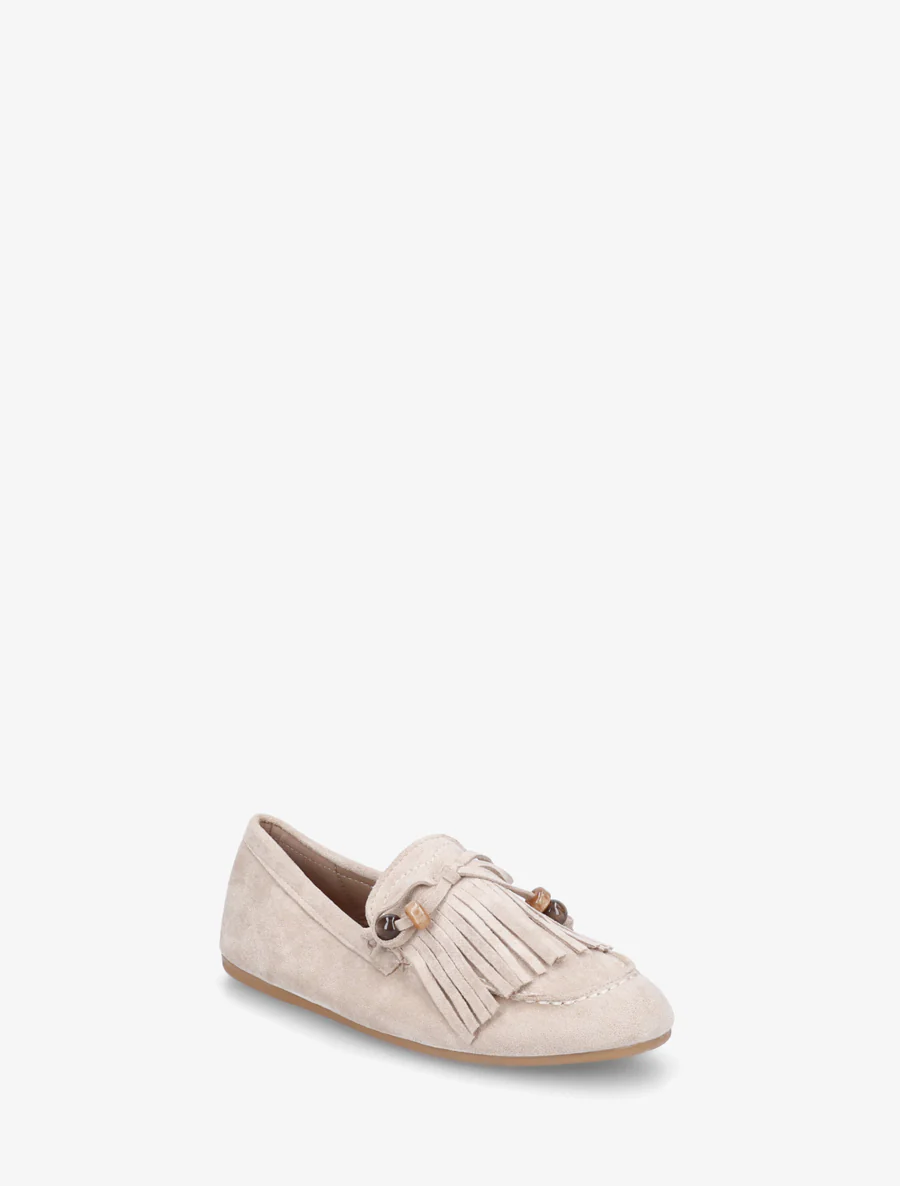 Fringed loafers in suède. - Beige - Image 2