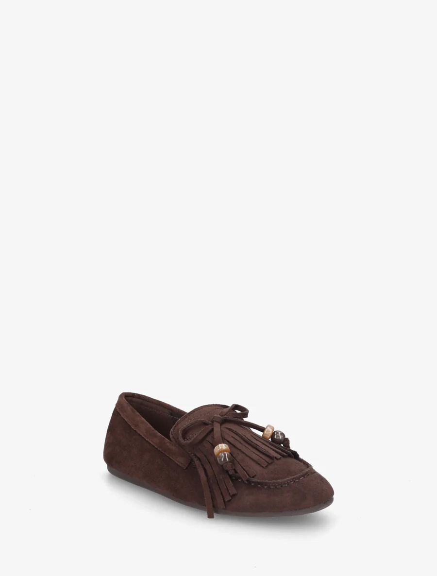 Fringed loafers in suède. - Bruin - Image 2