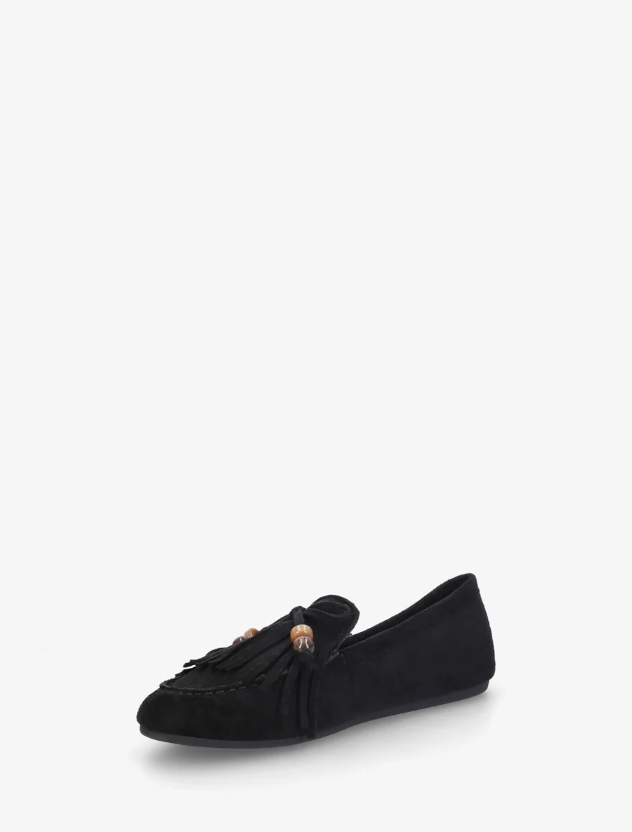 Fringed loafers in suède. - Zwart - Image 3