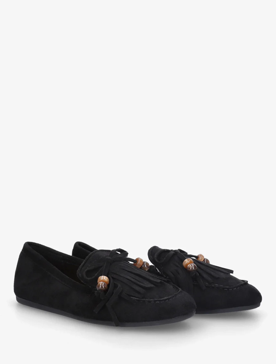 Fringed loafers in suède. - Zwart - Image 4