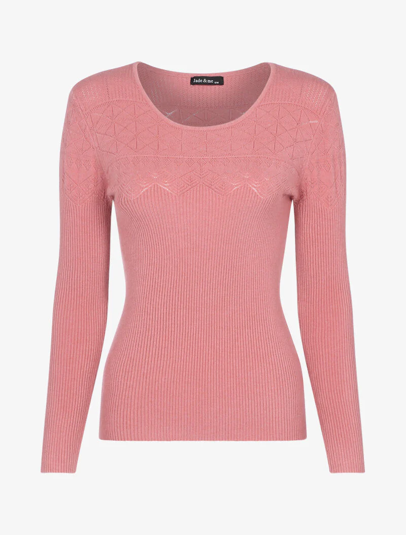 Trui met geometrische details - roze
