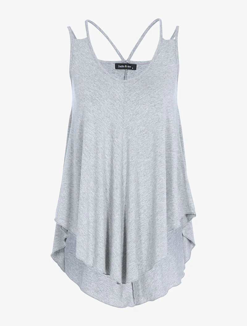 Dubbelbandjes tanktop - lichtgrijs - Image 4