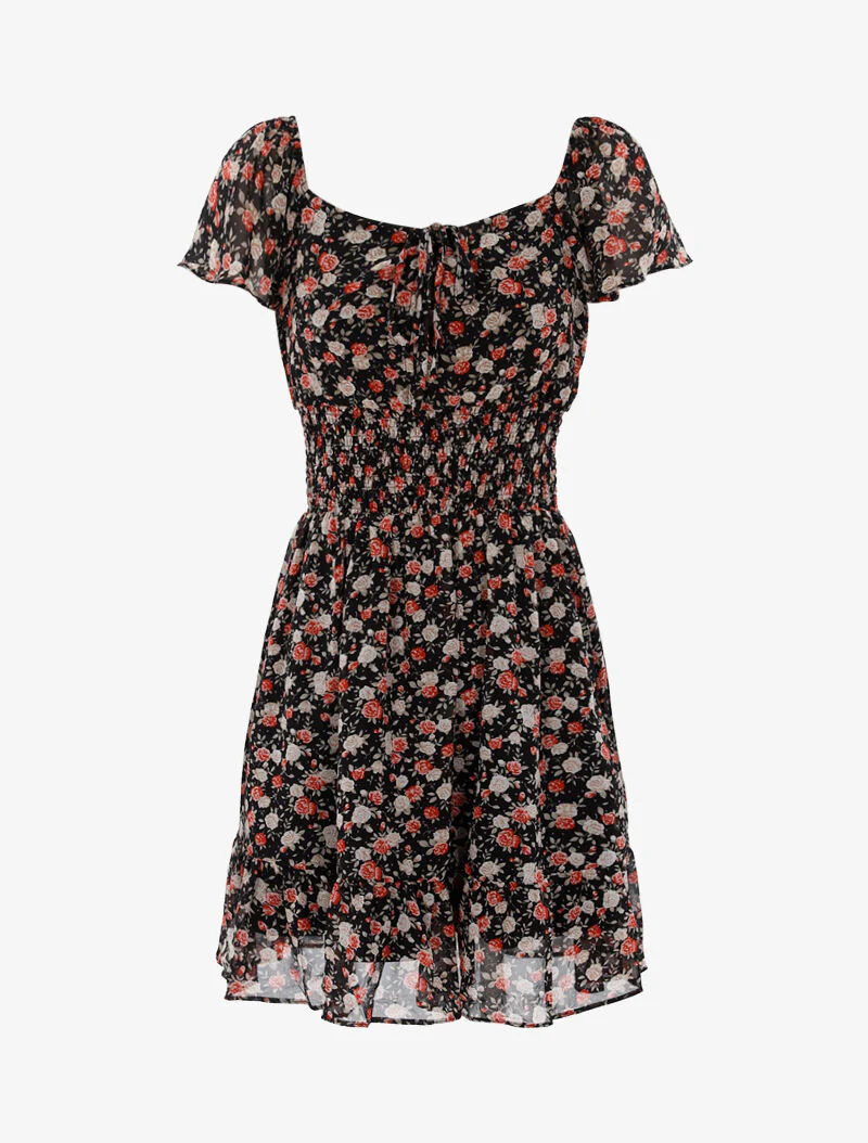 Bloemen skaterjurk - zwart