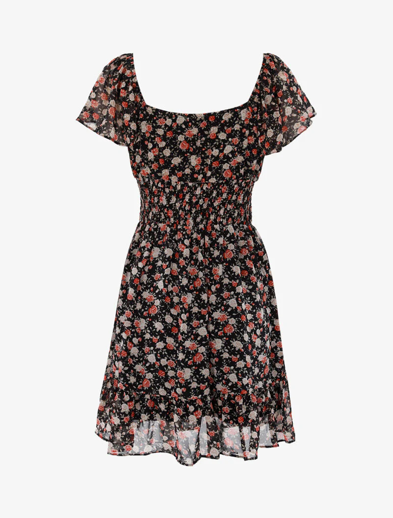 Bloemen skaterjurk - zwart - Image 2