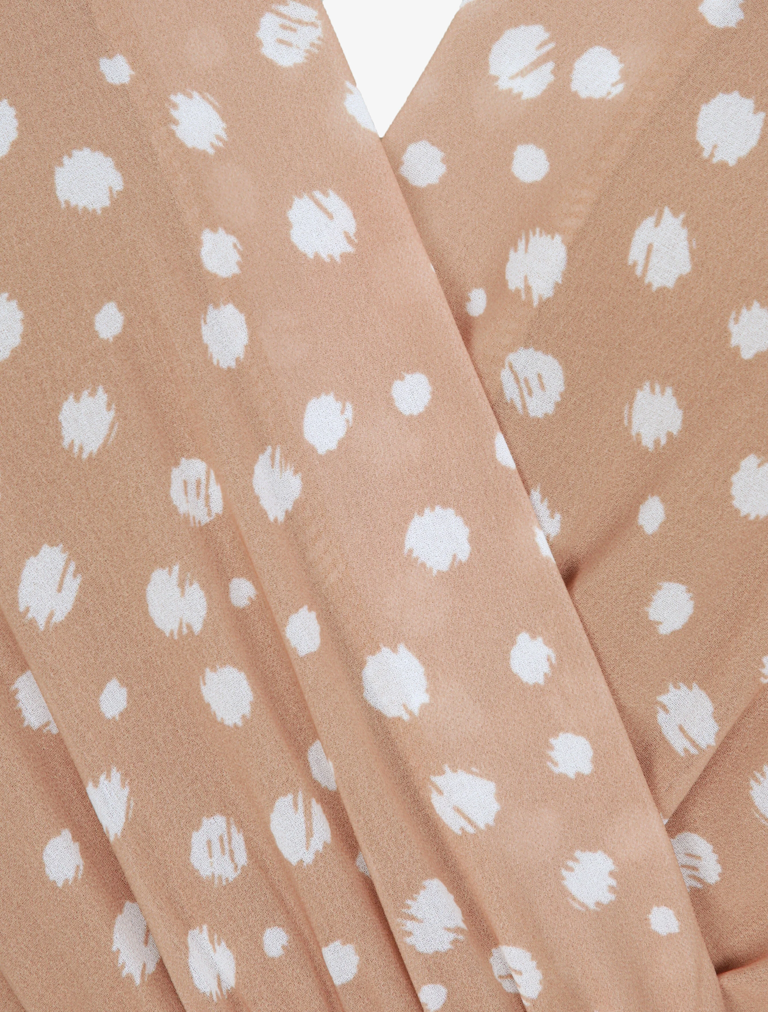 Geblokte geprinte sluier jurk - Camel - Image 3