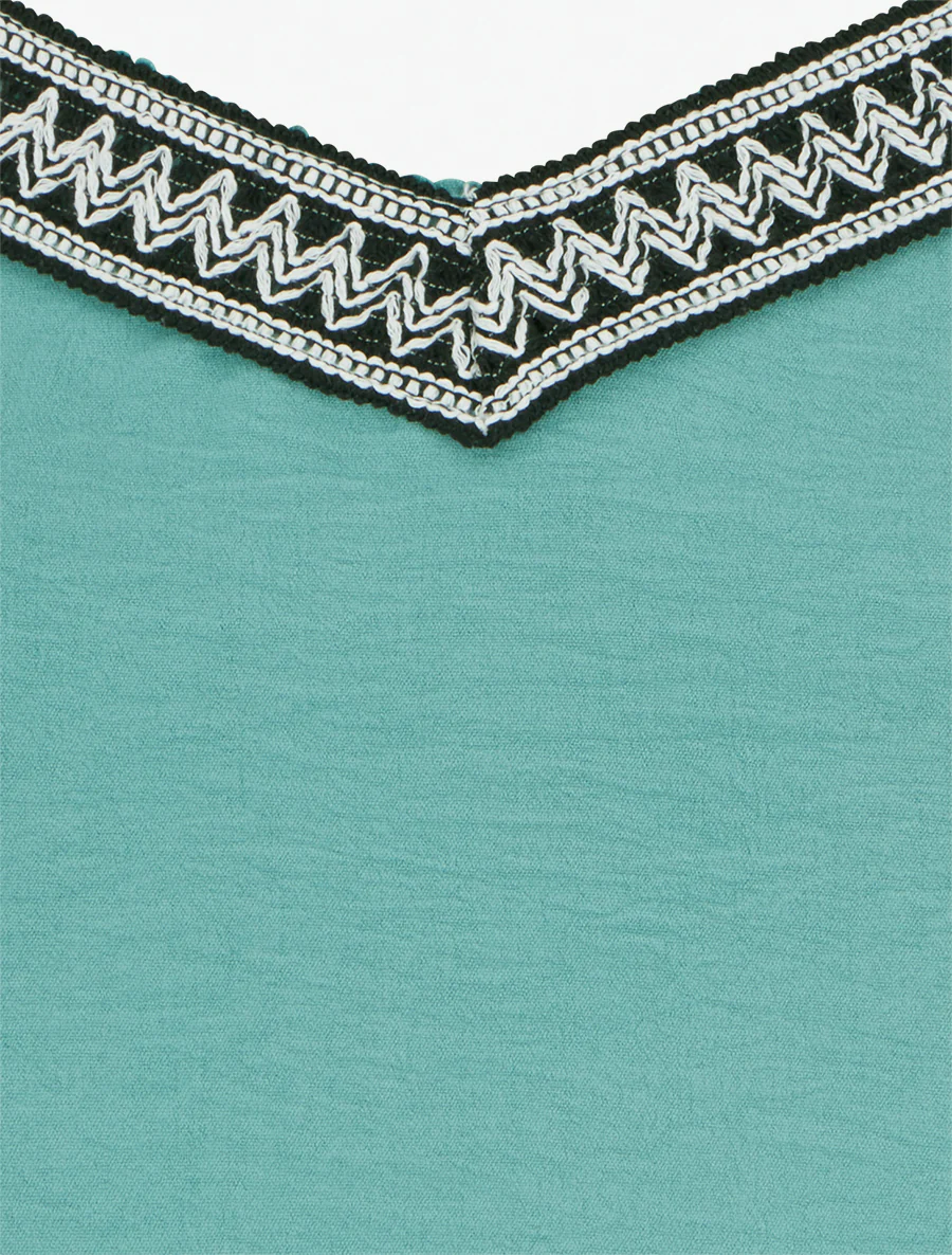 Geborduurd V-hals caraco - Watergroen - Image 3