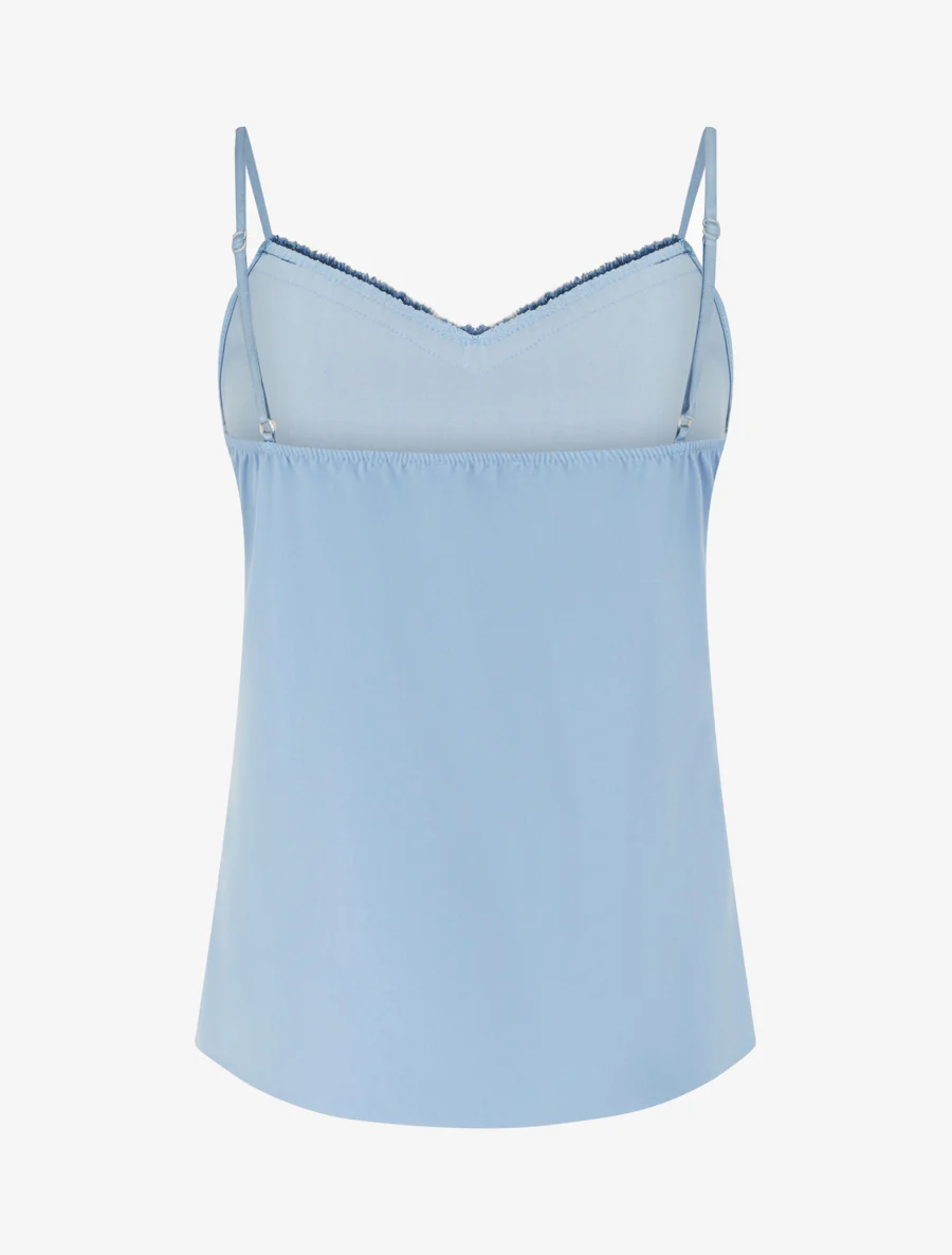 Geborduurd V-hals tanktop - Lichtblauw - Image 2