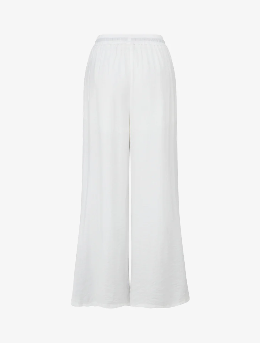 Geborduurde broek met elastische hoge taille - Wit - Image 2