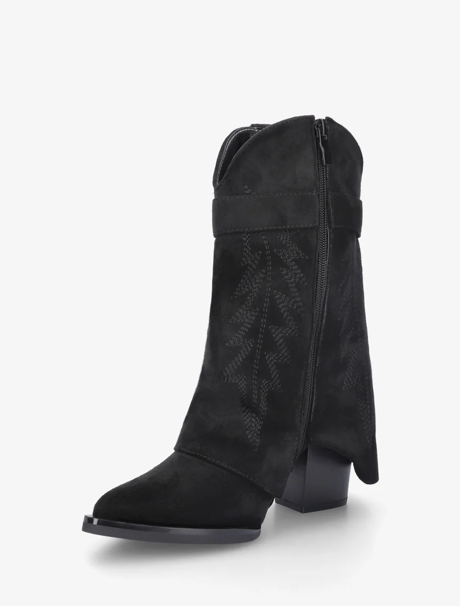 Geborduurde cowboylaarsjes met hangslot. - Zwart - Image 3
