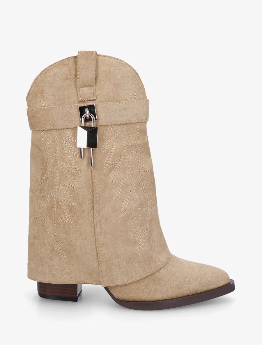 Geborduurde cowboylaarsjes met hangslot. - Mol