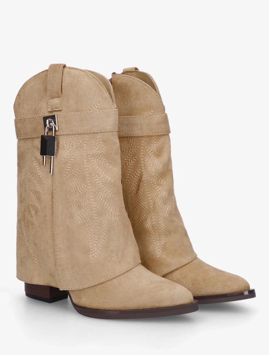 Geborduurde cowboylaarsjes met hangslot. - Mol - Image 4
