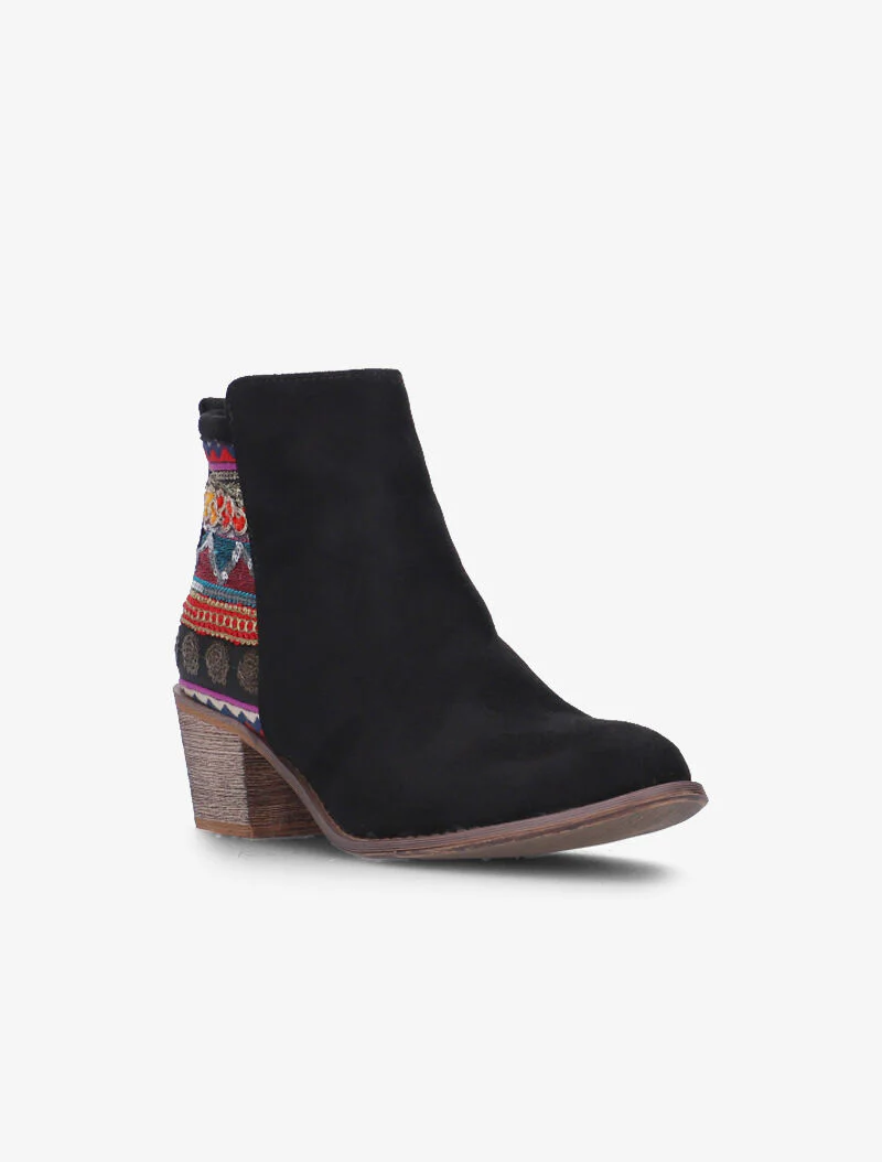 Geborduurde laarzen in bohemienstijl - zwart - Image 2
