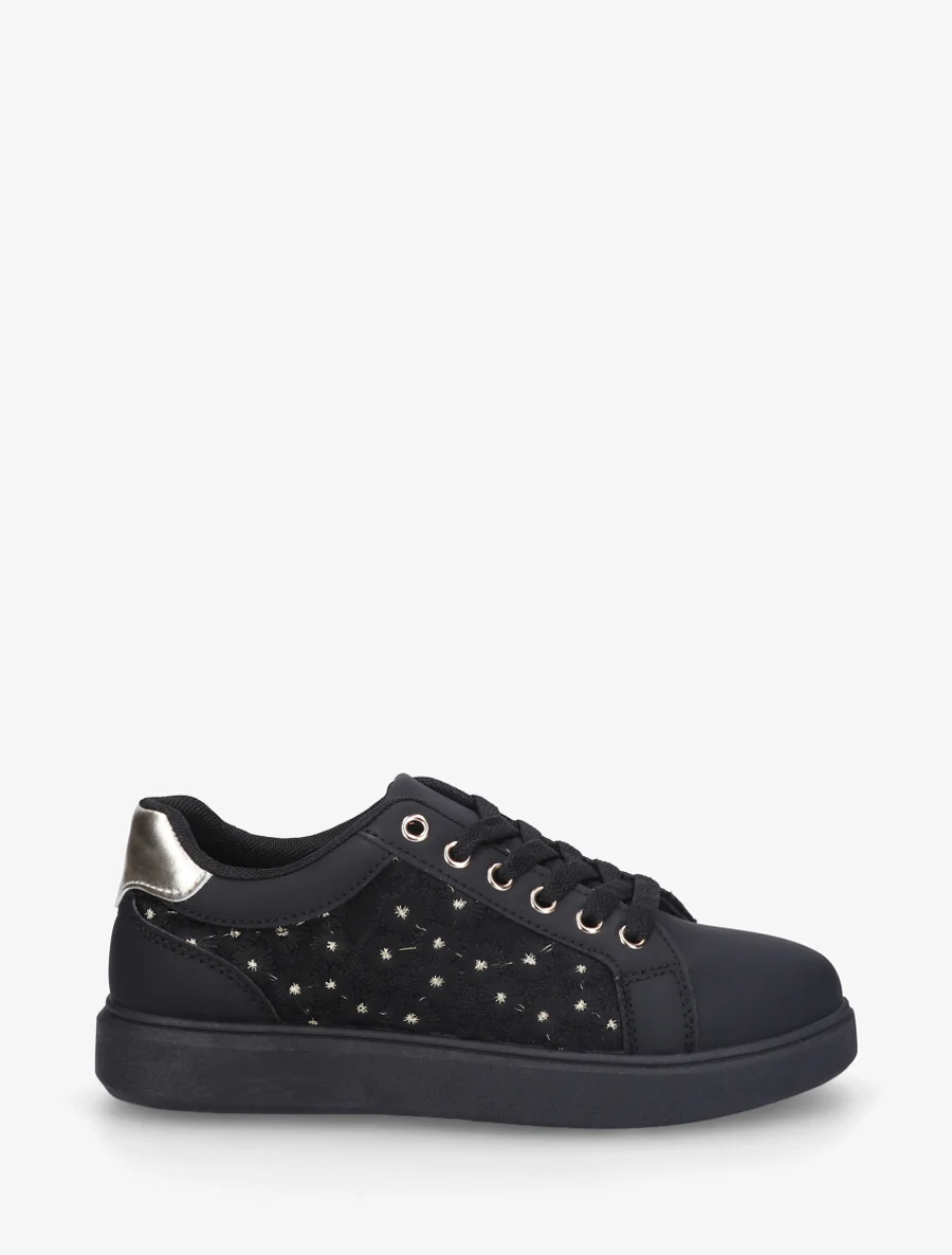 Geborduurde sneakers met madeliefjesmotief - Zwart