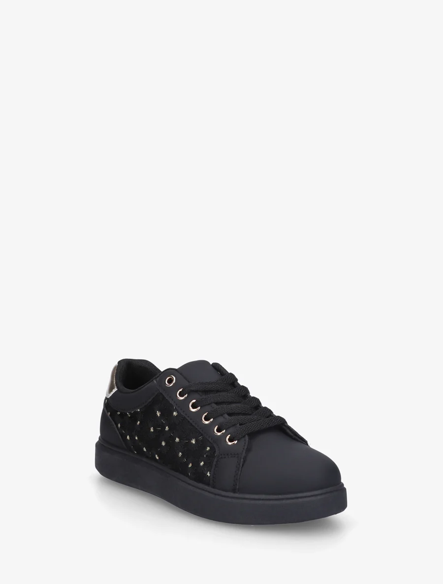 Geborduurde sneakers met madeliefjesmotief - Zwart - Image 2