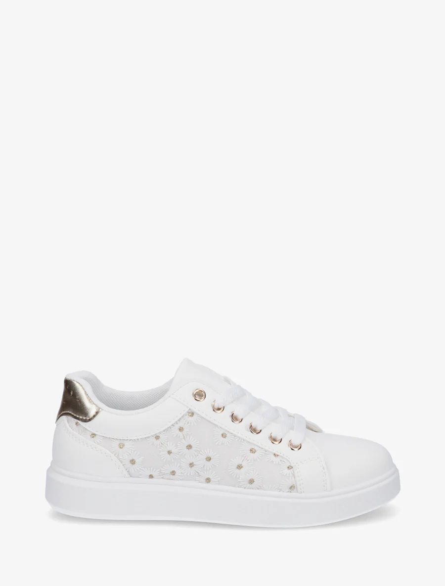Geborduurde sneakers met madeliefjesmotief - Wit