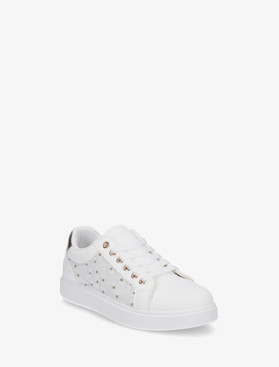 Geborduurde sneakers met madeliefjesmotief - Wit - Image 2