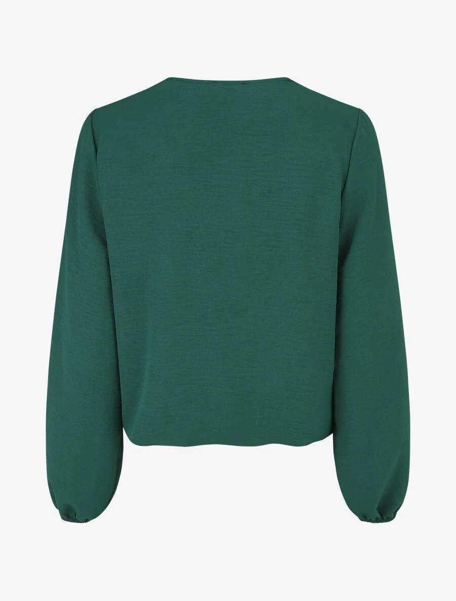 Geborduurde V-hals blouse - Dennengroen - Image 2