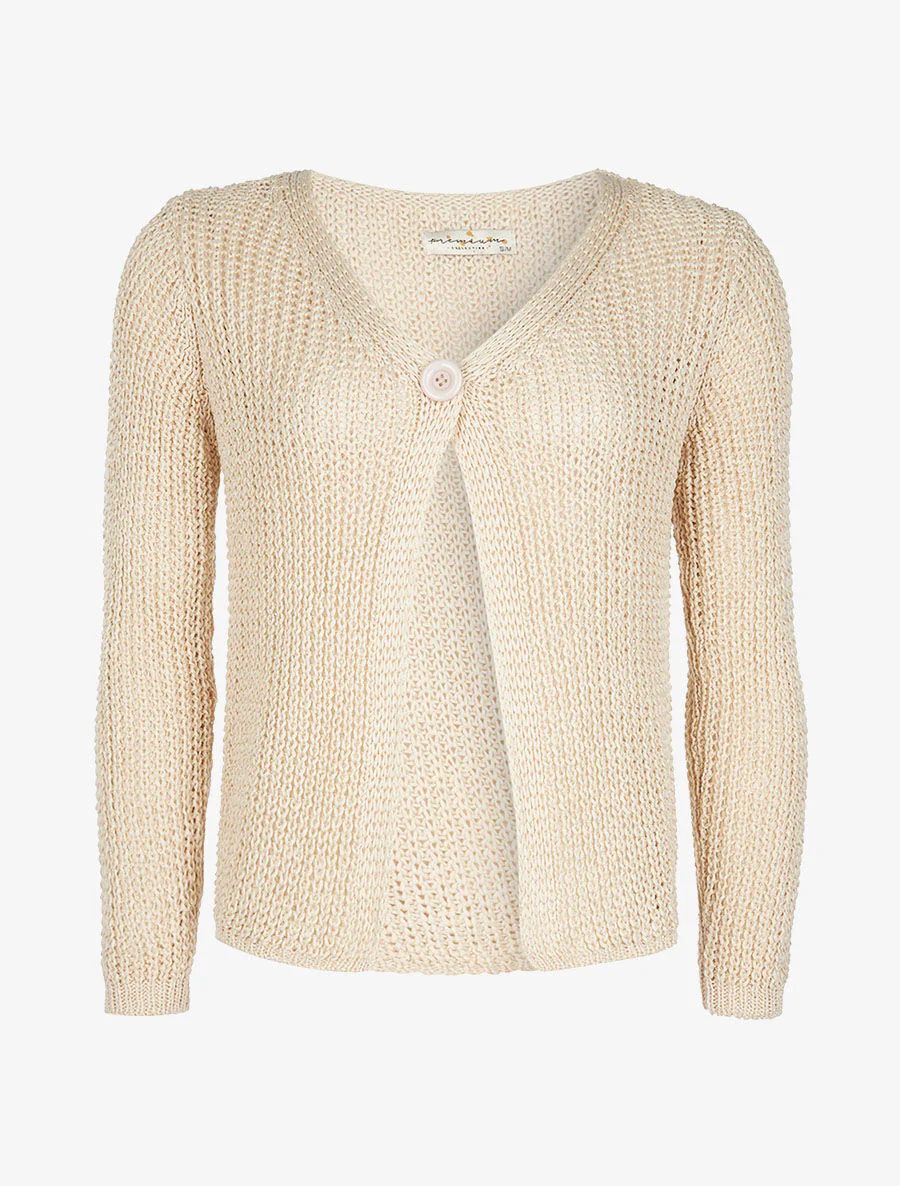 Gebreid vest 1 knoop - beige