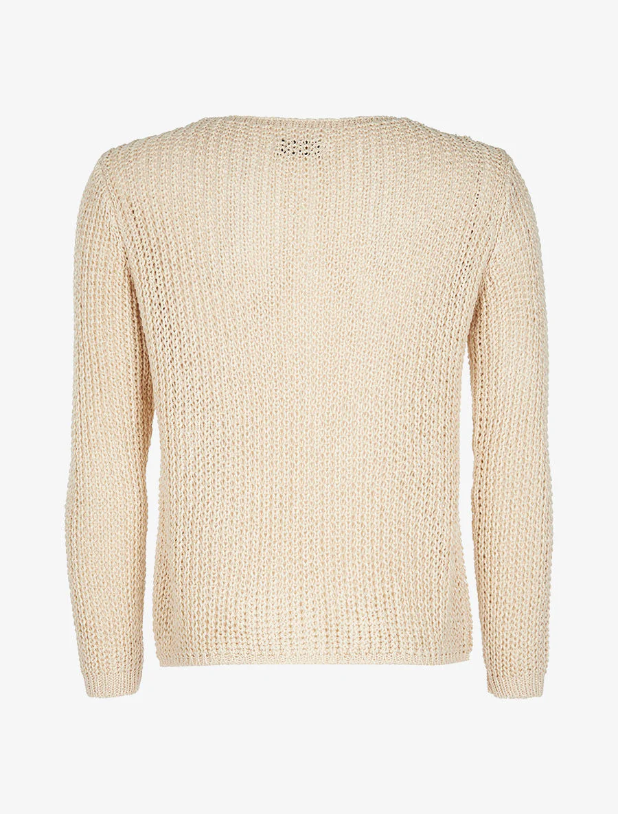 Gebreid vest 1 knoop - beige - Image 2