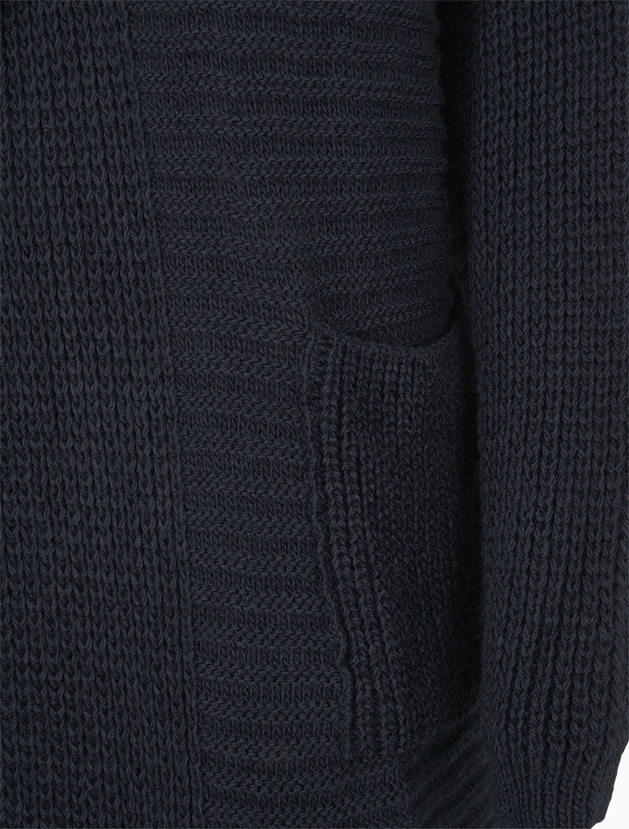 Gebreid vest met capuchon - Marineblauw - Image 3