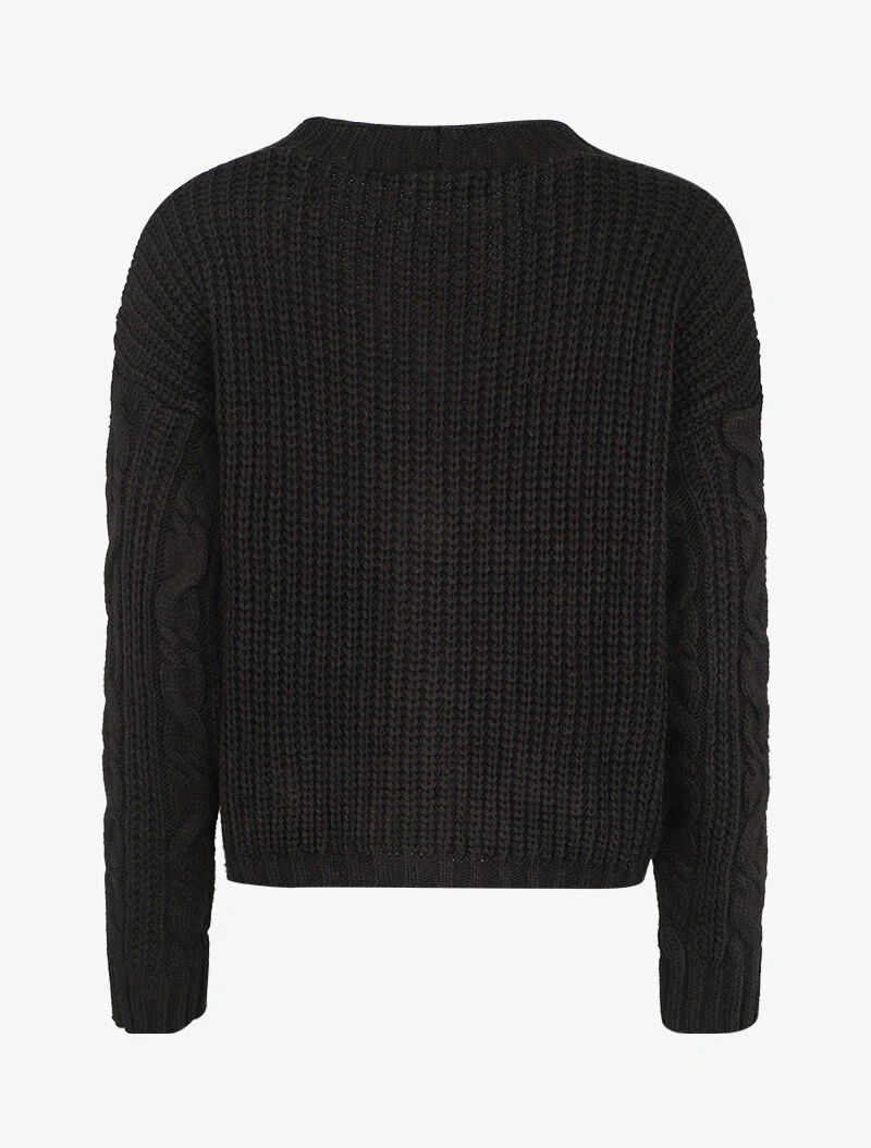 Gebreid vest met gestileerde knopen - Zwart - Image 2