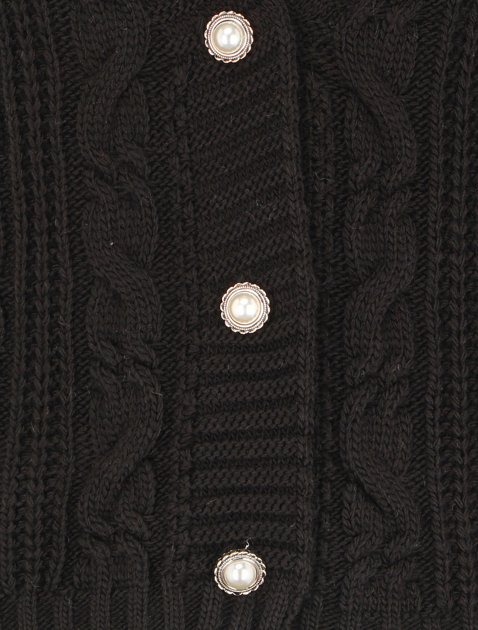Gebreid vest met gestileerde knopen - Zwart - Image 3
