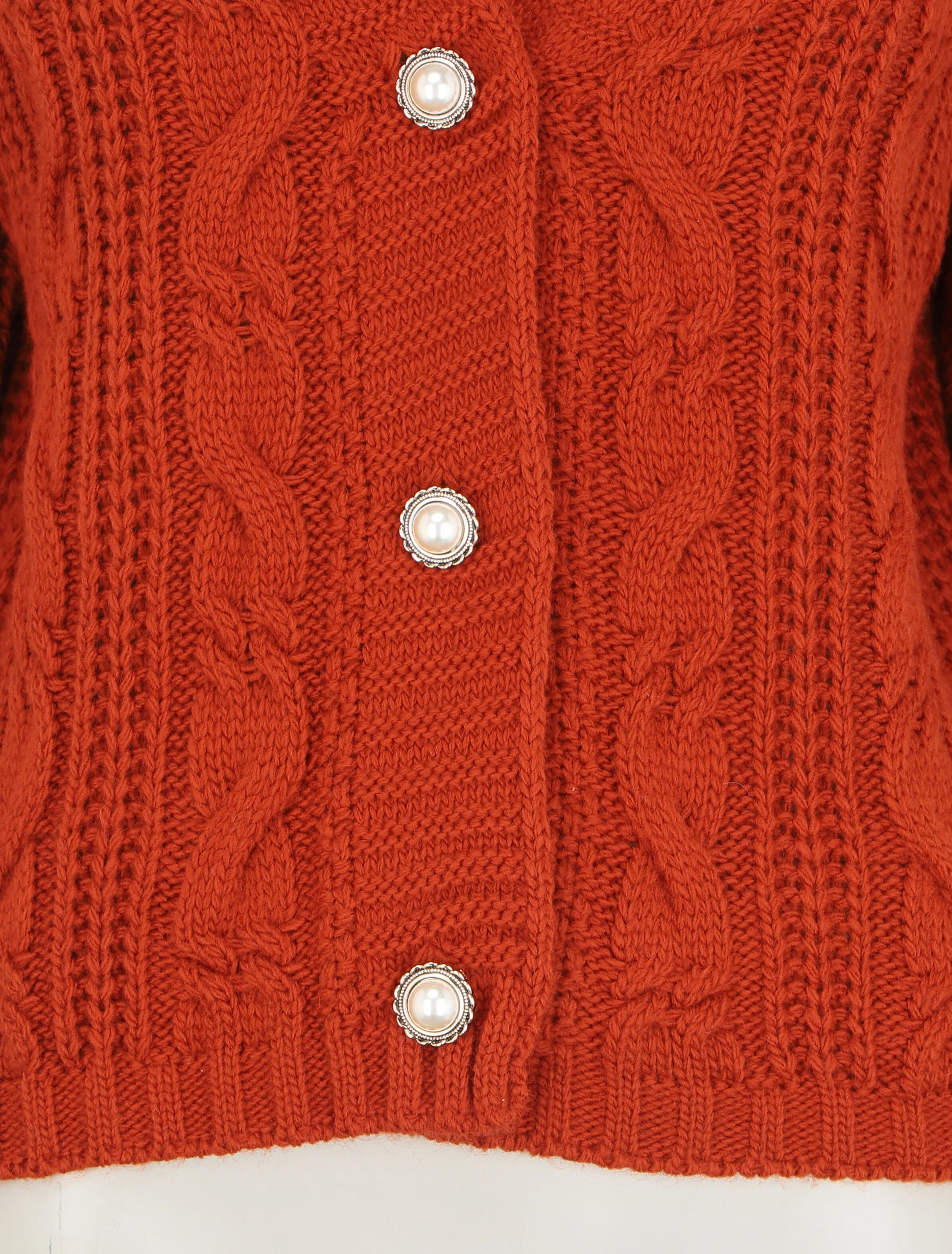 Gebreid vest met gestileerde knopen - Roest - Image 3