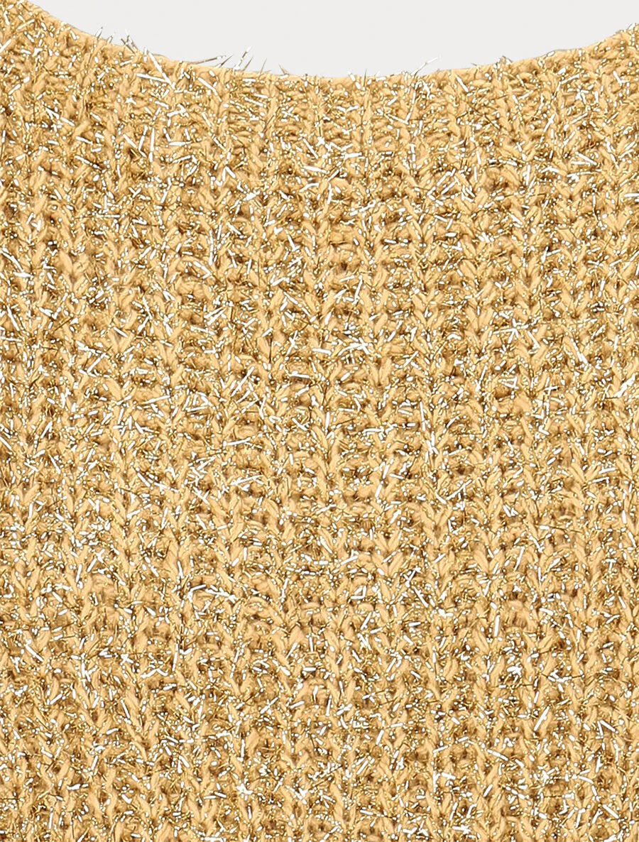 Gebreide iriserende trui - Goud - Image 3