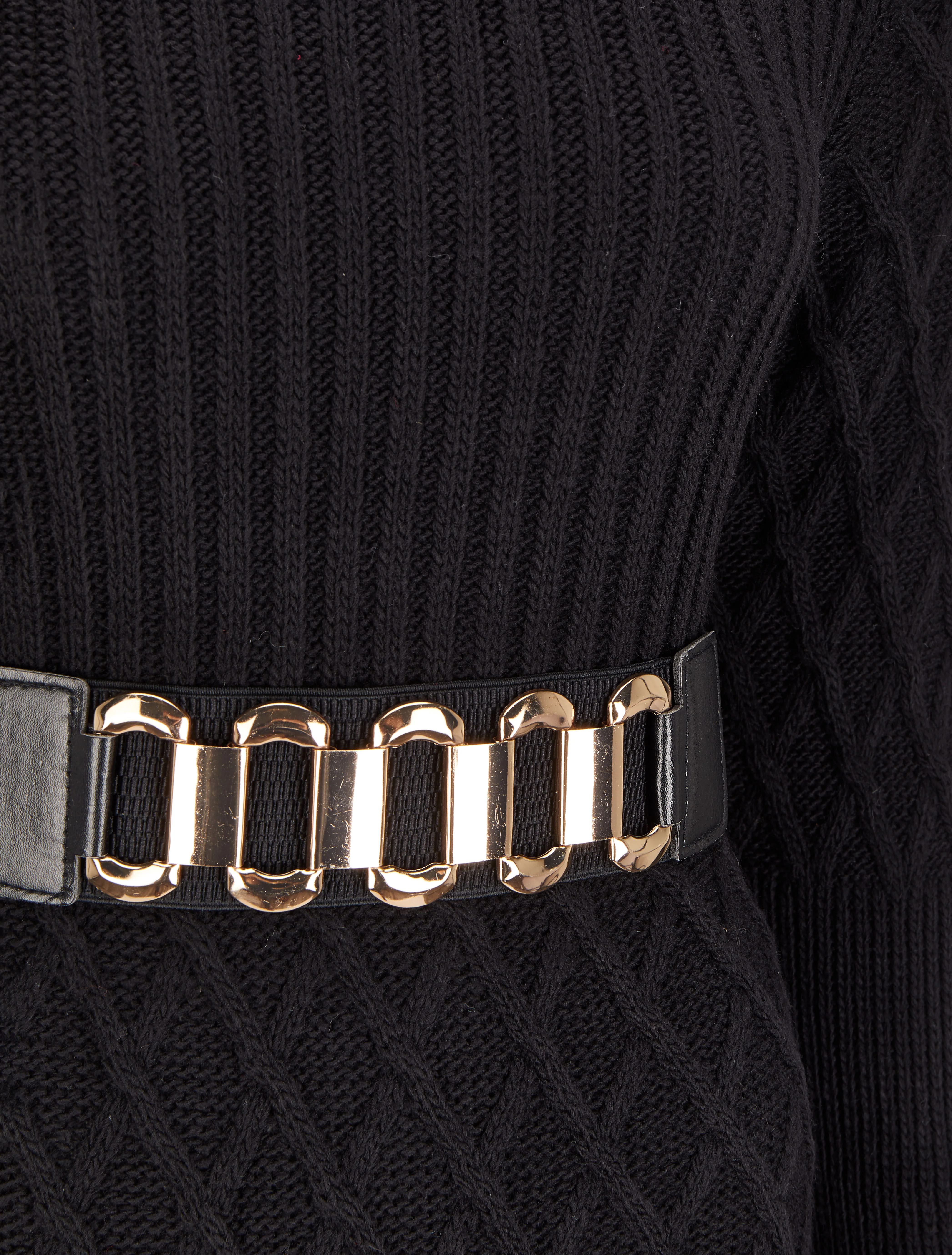 Gebreide trui jurk met gekruist effect - Zwart - Image 3