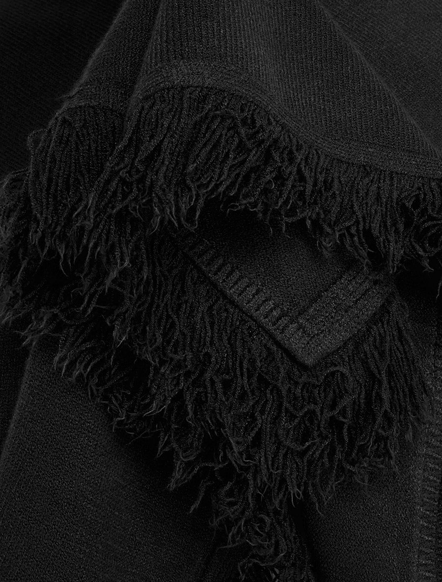 Gebreide poncho met franjes - Zwart - Image 3