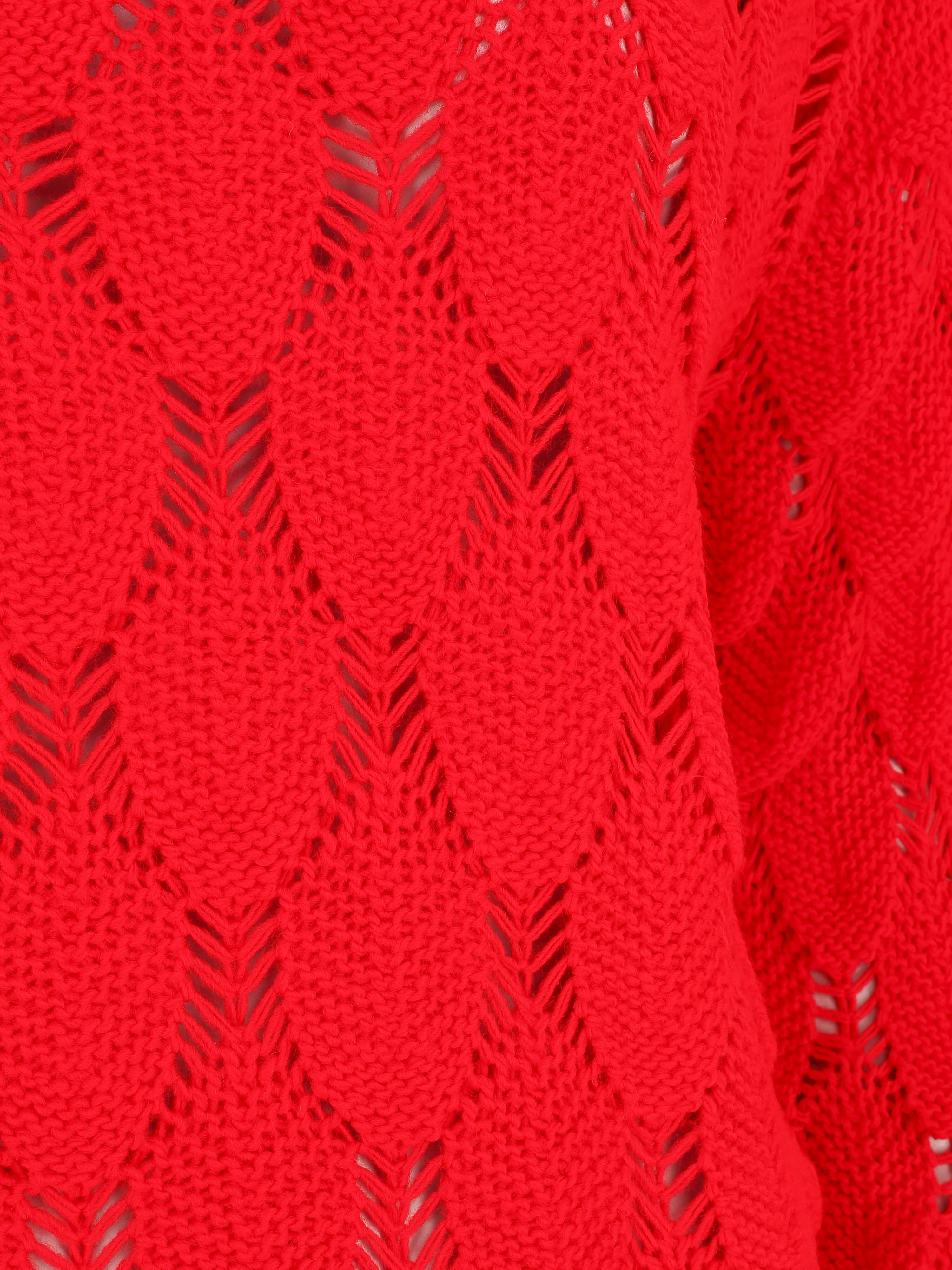 Gebreide schubben trui - Rood - Image 3
