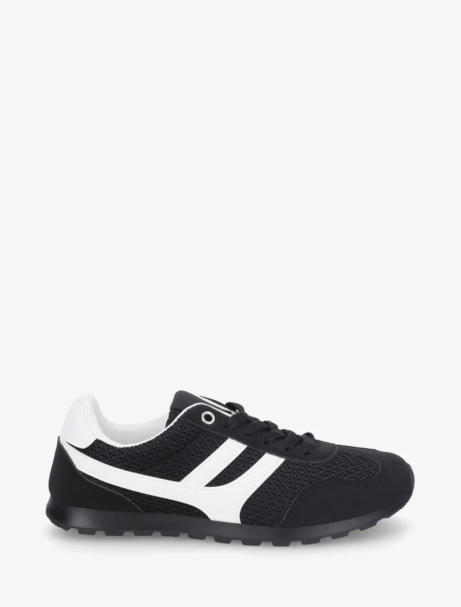 Gebreide sneakers met contrasterende hielkap - Zwart
