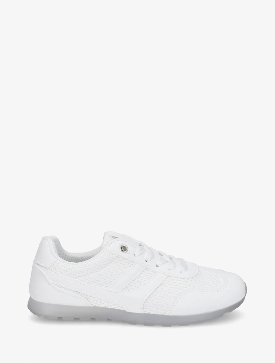 Gebreide sneakers met contrasterende hielkap - Wit